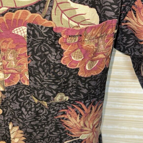 Island Republic Men's Black Floral Silk Blend Hawaiian Short Sleeve Shirt L 0598 - Picture 3 of 7
